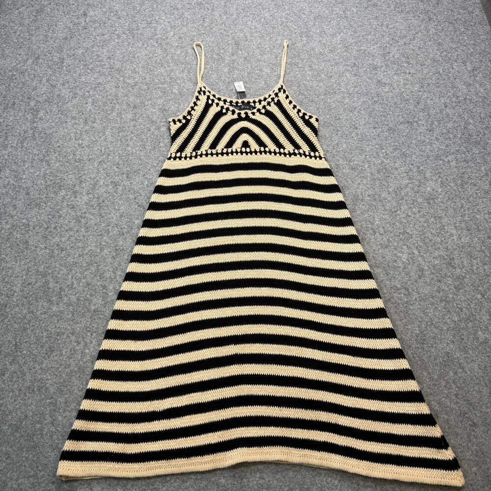Women's Ella Blue Black‎ and Cream Striped Crochet Sundress Size Small NEW